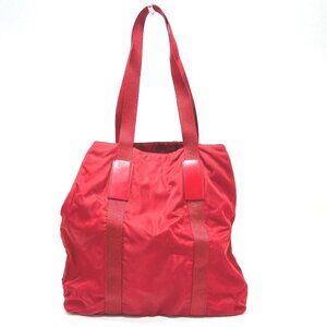 PRADA triangle plate Bags Hand Bag Tote Bag Nylon Red